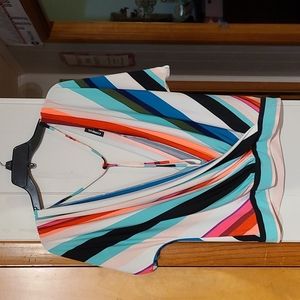 Express Multicolor Plunge Blouse NWT